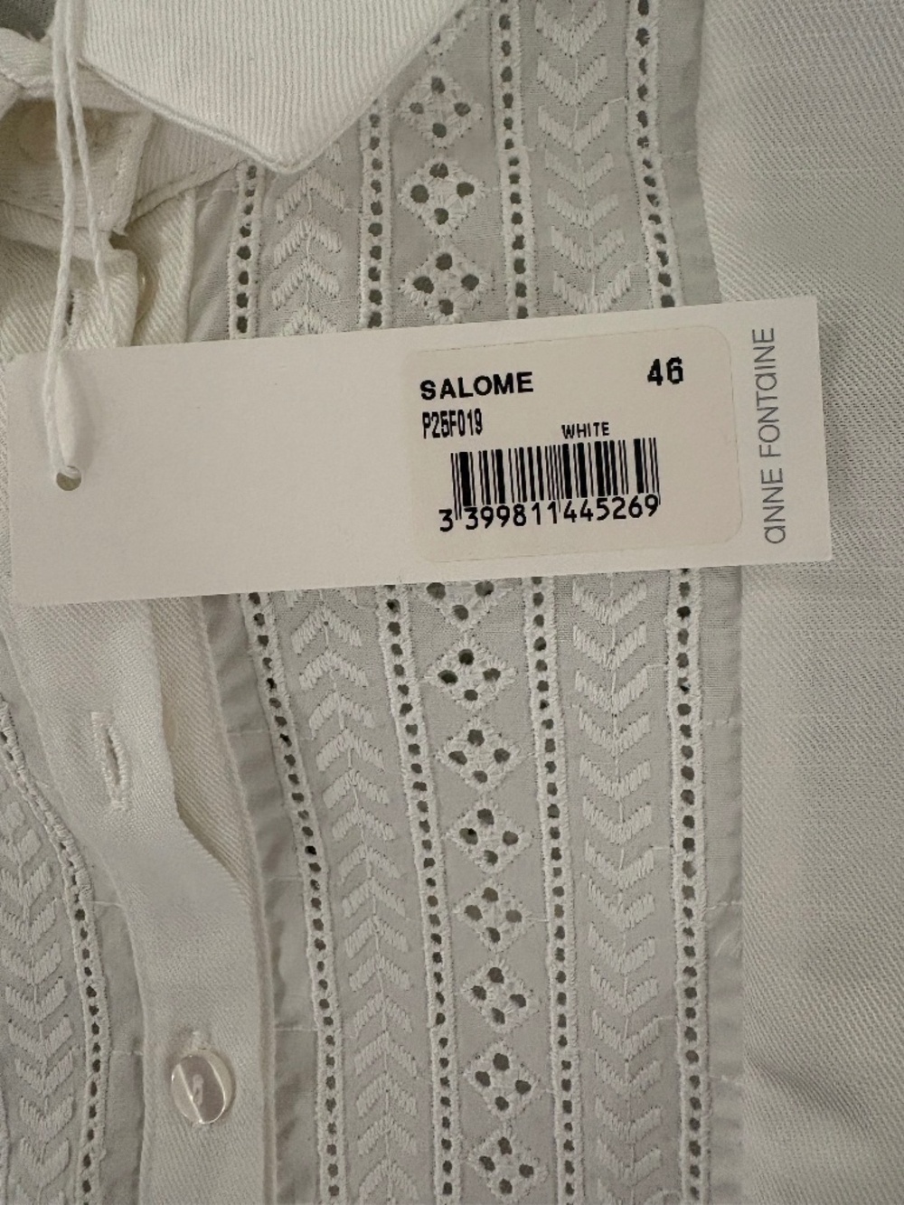 Anne Fontaine SALOME White Linen Blend Shirt NWT Size 46 US 14 P25F019 $450